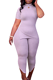 Pure Color Nail Bead Casual Vented Two-Piece HH8958