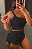 Sexy Pure Color Pit Bar Vest Pants Lashing Two-Piece WY6723
