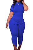 Pure Color Nail Bead Casual Vented Two-Piece HH8958