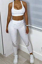 Super Eastic Pineapple Cloth Yoga Sport Vest Long Pants Spliced Two-Pieces XQ1110