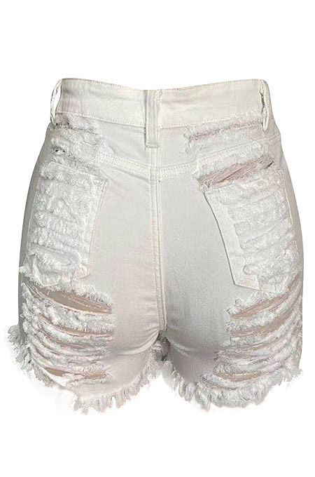 Hole Burnt Flower Wash Short Jeans XQ1105