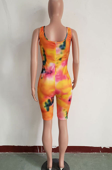 Trendy Casual Printing Invisible Zipper Romper Shorts GHH005