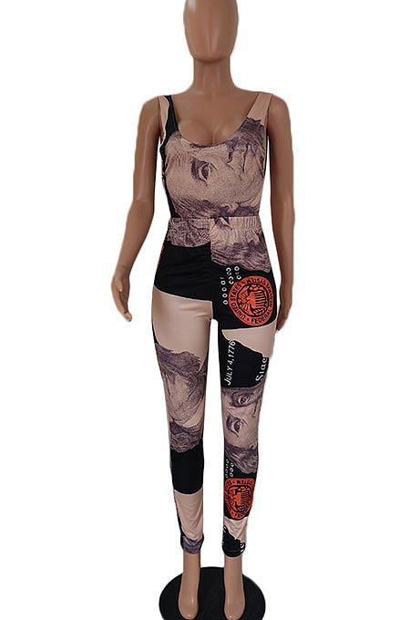 Summer Personality Dollar Print Sexy Halter Neck Two-Pieces DY6650