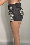 Hole Burnt Flower Wash Short Jeans XQ1106