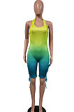 Fashion Sexy Gradient Printing Personality Bind Halter Neck Romper Shorts GHH006