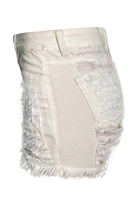 Hole Burnt Flower Wash Short Jeans XQ1105