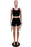Sexy Pure Color Pit Bar Vest Pants Lashing Two-Piece WY6723