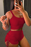 Sexy Pure Color Pit Bar Vest Pants Lashing Two-Piece WY6723