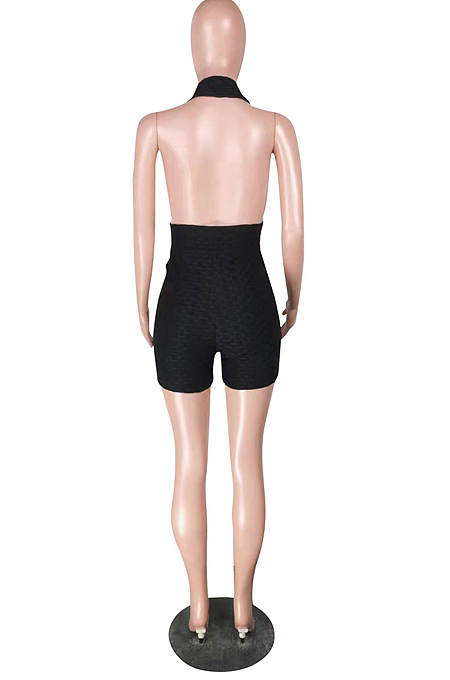 Night Club Sleeveless Hang A Neck Backless Pineapple Cloth Pure Color Jumpsuits HH8964