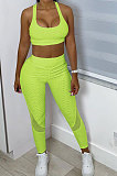 Super Eastic Pineapple Cloth Yoga Sport Vest Long Pants Spliced Two-Pieces XQ1110