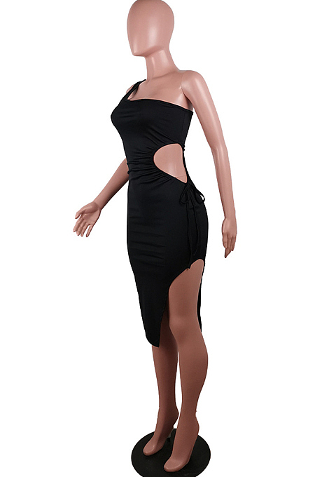Pure Color Cultivate One's Morality Sexy Hollow Out Dresses QL6028