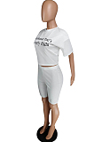 Summer  Women Letter Print Casual Two-Piece YMT6077