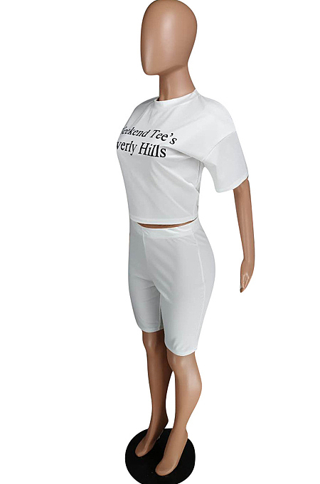Summer  Women Letter Print Casual Two-Piece YMT6077