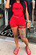 Fashion Casual Letter Print Hurnt Flower Short Sleeve Two-Piece S6277