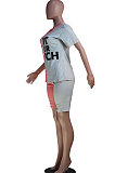 Casual Sport Burnt Flower Letter Printing At Home Shorts Sets SY8585