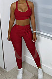 Super Eastic Pineapple Cloth Yoga Sport Vest Long Pants Spliced Two-Pieces XQ1110