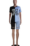 Casual Sport Burnt Flower Letter Printing At Home Shorts Sets SY8585