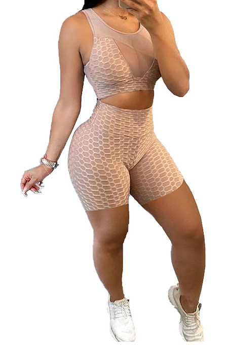 Net Yarny Perspective Sexy Sleeveless Two-Piece NRS8050