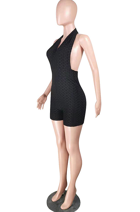 Night Club Sleeveless Hang A Neck Backless Pineapple Cloth Pure Color Jumpsuits HH8964