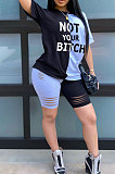 Casual Sport Burnt Flower Letter Printing At Home Shorts Sets SY8585