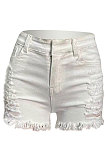 Hole Burnt Flower Wash Short Jeans XQ1105
