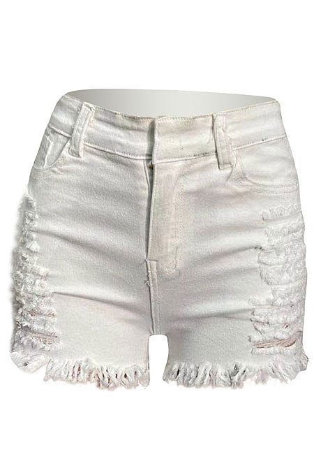 Hole Burnt Flower Wash Short Jeans XQ1105