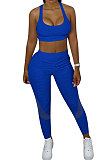 Super Eastic Pineapple Cloth Yoga Sport Vest Long Pants Spliced Two-Pieces XQ1110