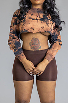 Casusl Vintage Personlity Positioning Print Two-Piece S6272