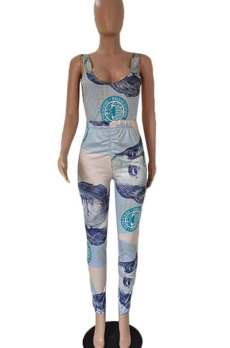 Summer Personality Dollar Print Sexy Halter Neck Two-Pieces DY6650