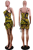 Fashion Sexy Sling Net Yarny Print Short Dress WY6761
