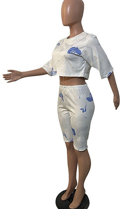 Women Trendy Sexy Casual Round Neck Shorts Sets GHH002