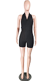 Night Club Sleeveless Hang A Neck Backless Pineapple Cloth Pure Color Jumpsuits HH8964