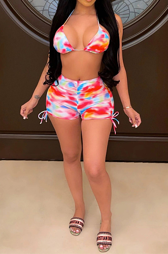 Night Club Sexy Colorful Print Two-Piece LS6420