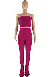 Trendy Women Chest Wrap Shirred Detail Pants Heaps Of Pants Two-Pieces HR8170