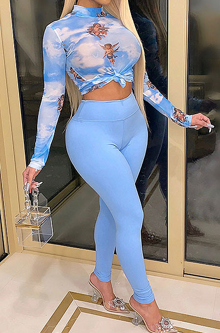 Knitting Printing Tight Pants Sets CCY8310