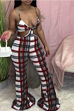 Women Fashion Sexy Plaid Sling Jumpsuits SQ951