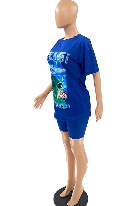 Cartoon Letter Print Casual The Home Two-Piece QQ5232