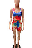 Sleeveless Casual Printing Tie Dye Vest Shorts Sets FM6201