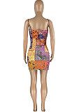 Euramerican Women Cashew Flower Element Printing Gallus Cultivate One's Morality Mini Dress HR8169