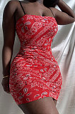 Euramerican Women Cashew Flower Element Printing Gallus Cultivate One's Morality Mini Dress HR8169