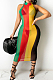 Perspective Net Yarny Print Stripe Sleeveless Dress TRS1120