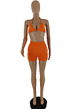 Fashion Pure Color Hang A Neck Bikini Two-Piece SQ941