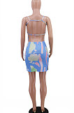 Gallus Tie Dye Printuing Sexy Package Buttocks Mini Dress CCY8679