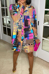 Casual Loose Graffiti Print Shirt Dress TRS1121