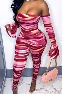 Boob Tube Top Off Shoulder Long Sleeve Bodycon Jumpsuits MA6671