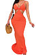 Gallus Dew Waist Pure Color Long Dress CY1315