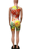 Sleeveless Casual Printing Tie Dye Vest Shorts Sets FM6201
