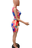 Sleeveless Casual Printing Tie Dye Vest Shorts Sets FM6201