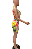 Sleeveless Casual Printing Tie Dye Vest Shorts Sets FM6201