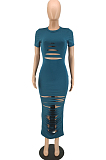 Summer Fashion Hurnt Flower Hole Dresses QL6026
